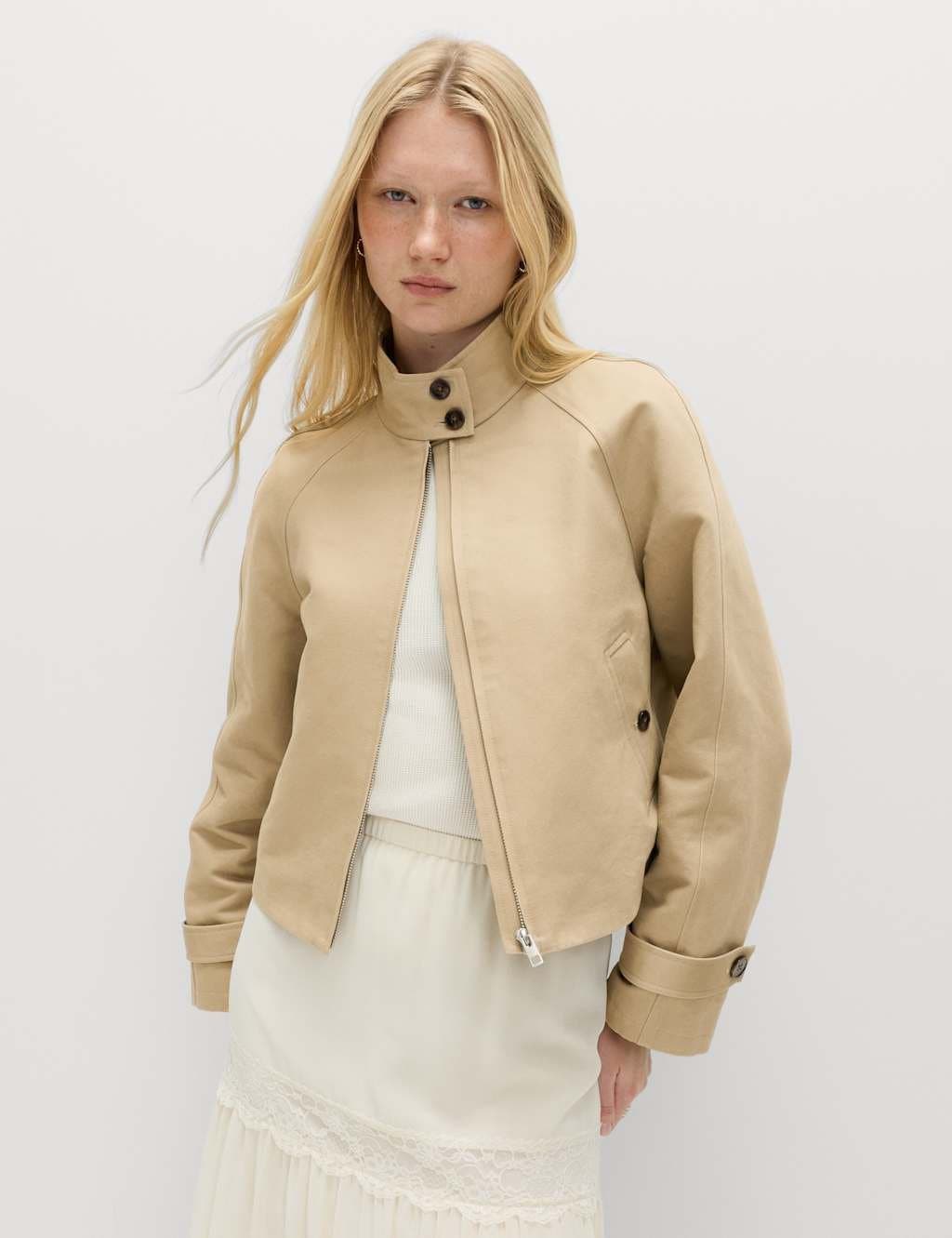 Marks & Spencer M&S Cropped Utility Jacket in Neutral