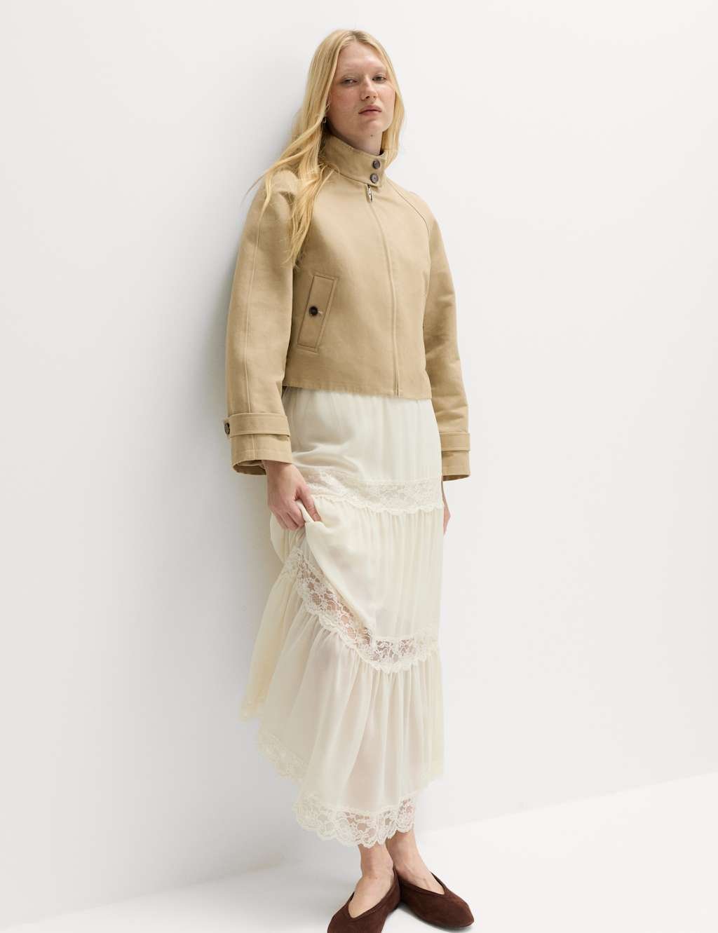 Marks & Spencer M&S Pure Cotton Cropped Utility Jacket Neutral - 2