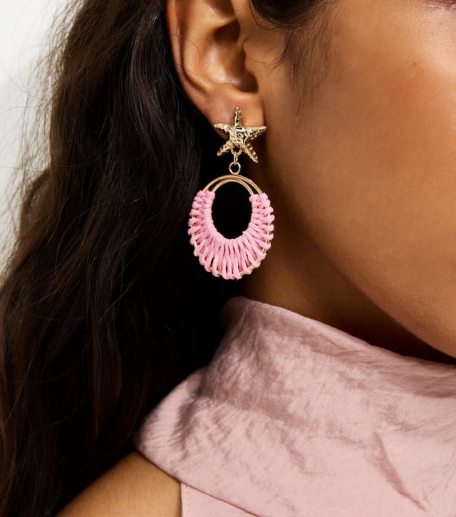 New Look Gold Tone Pink Starfish Drop Earrings New Look - 2
