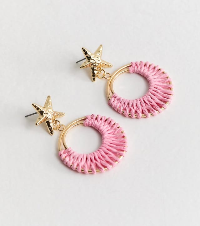 New Look Gold Tone Pink Starfish Drop Earrings New Look - 3