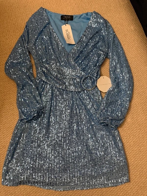 Outrageous Fortune Outrageous Fortune sequin wrap mini dress - size 8 - 1