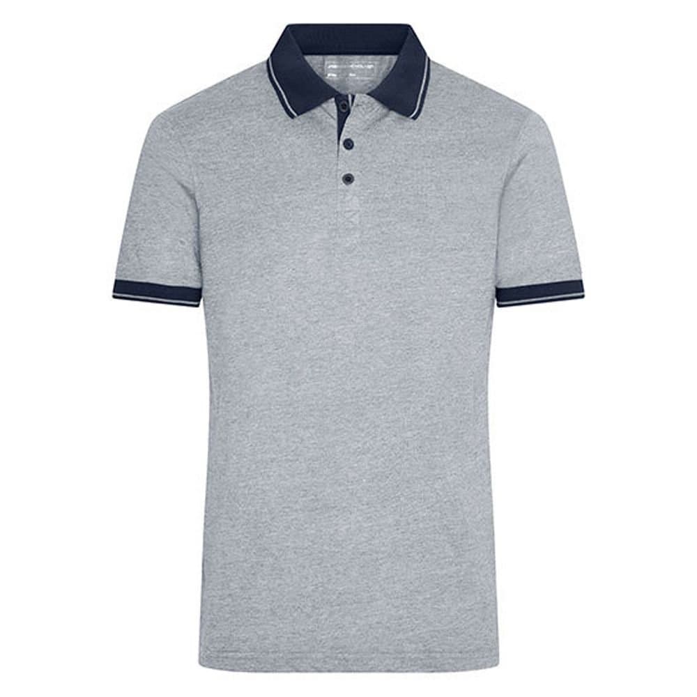 James and Nicholson James and Nicholson Men's Heather Polo Shirt in Mid Grey