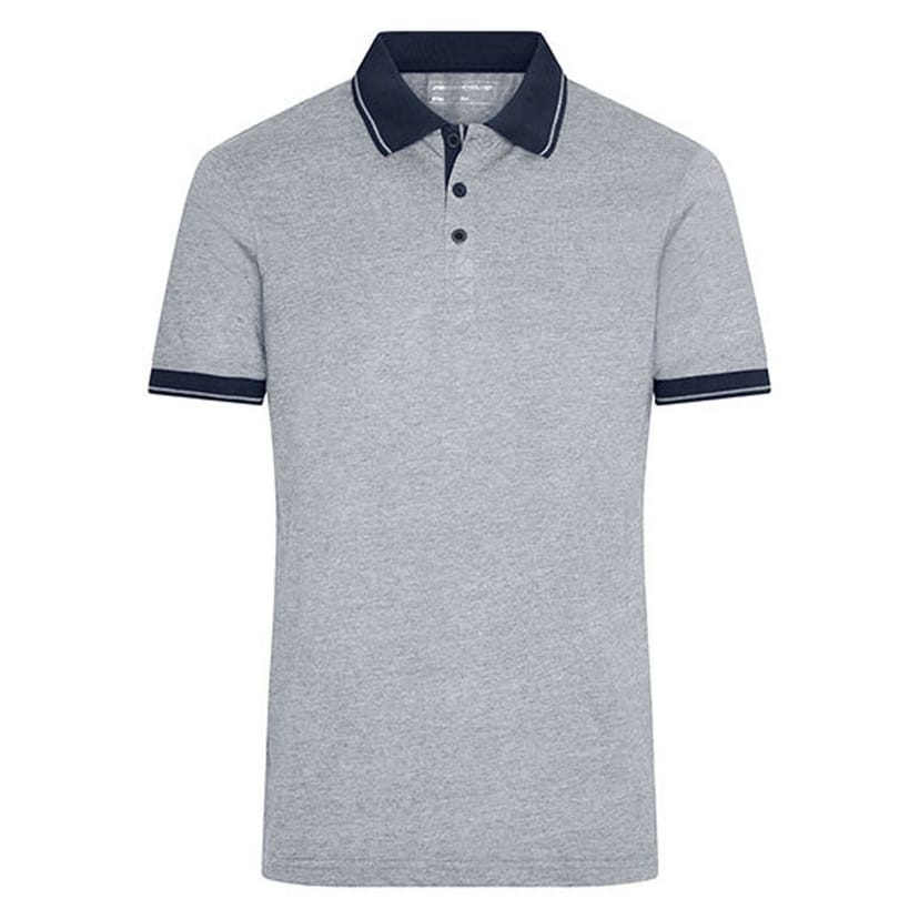 James and Nicholson James and Nicholson Men's Heather Polo Shirt in Mid Grey - 1