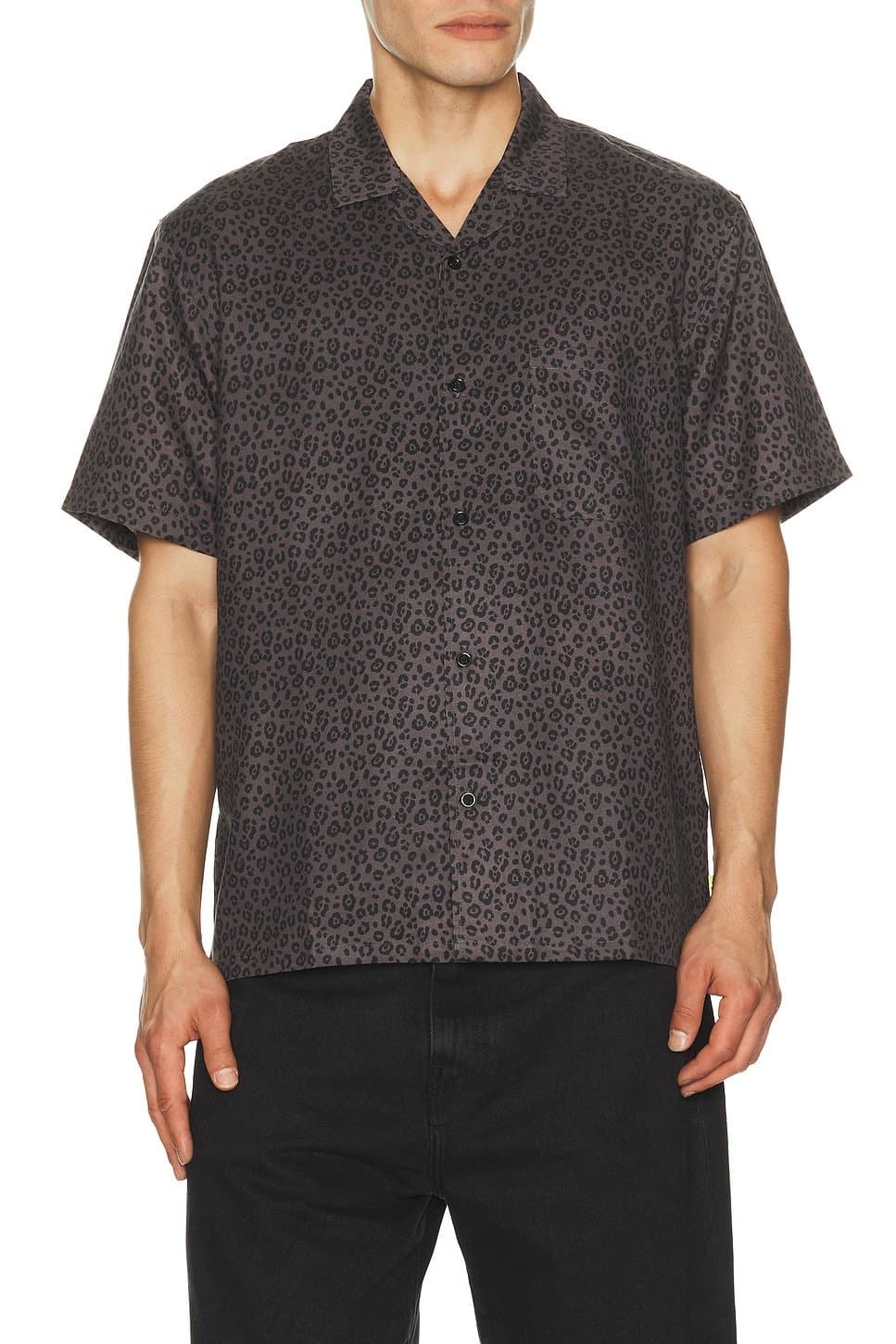 revolve Black Cat Button Up Shirt