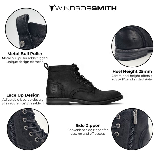Windsor Smith Windsor Smith Men's Leather Casual Desert Boots - Sebastien in Black - 2