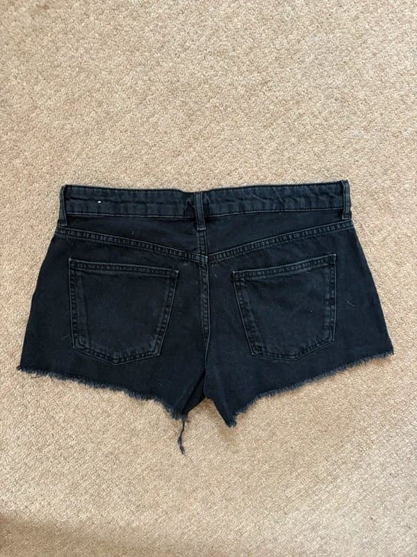 Bershka Black Bershka Silver Studded Denim Shorts