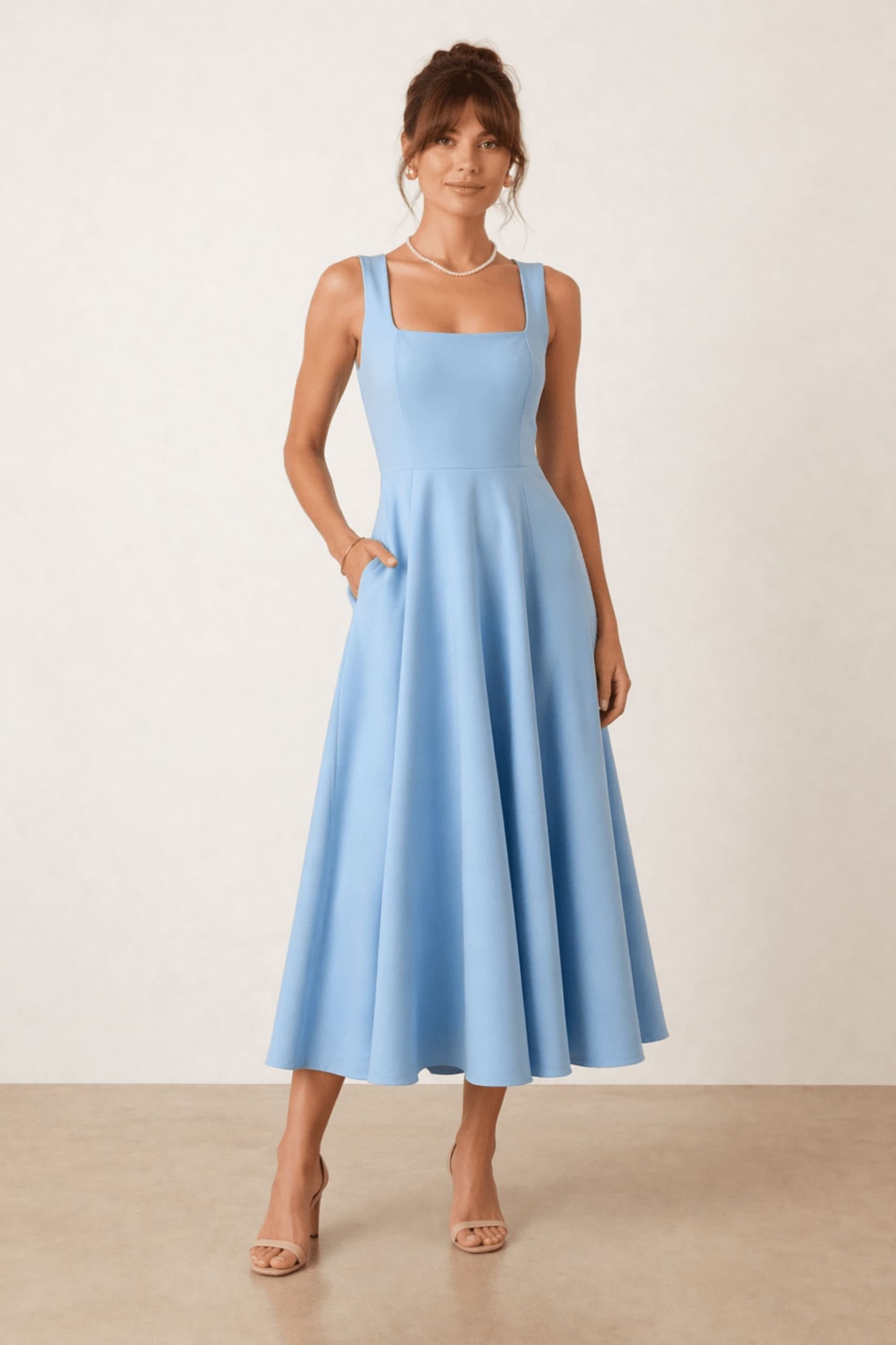 Style Cheat Style Cheat Women's Fit & Flare Midi Dress in Blue