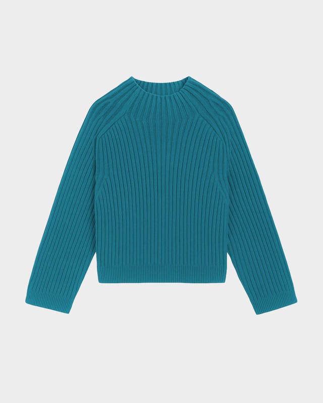Kettlewell Kettlewell Women's Maeve Rib Knit Sweater in Turquoise - 2