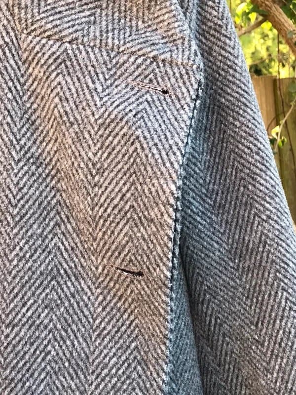 BoohooMAN Men's Herringbone Coat Grey Stand Up Lapel Single Breasted Pocket Regular Fit XL