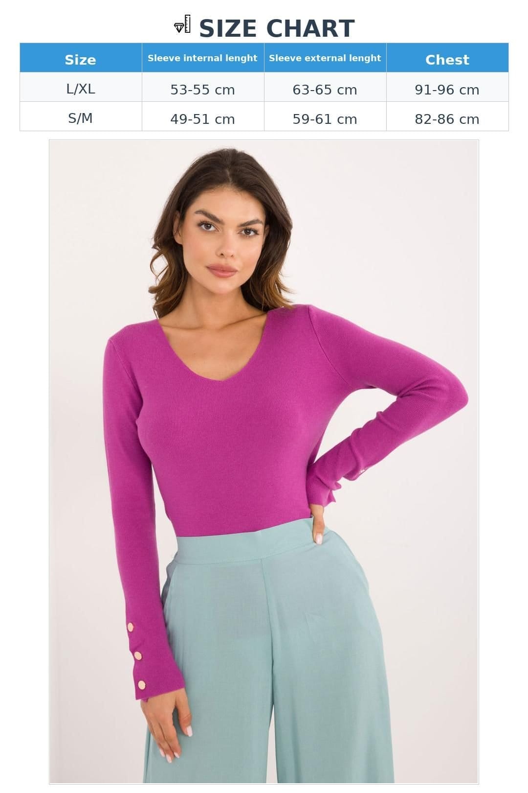 Love Lace Love Lace Women's V Neck Button Cuff Casual Sweater in Violet - 4