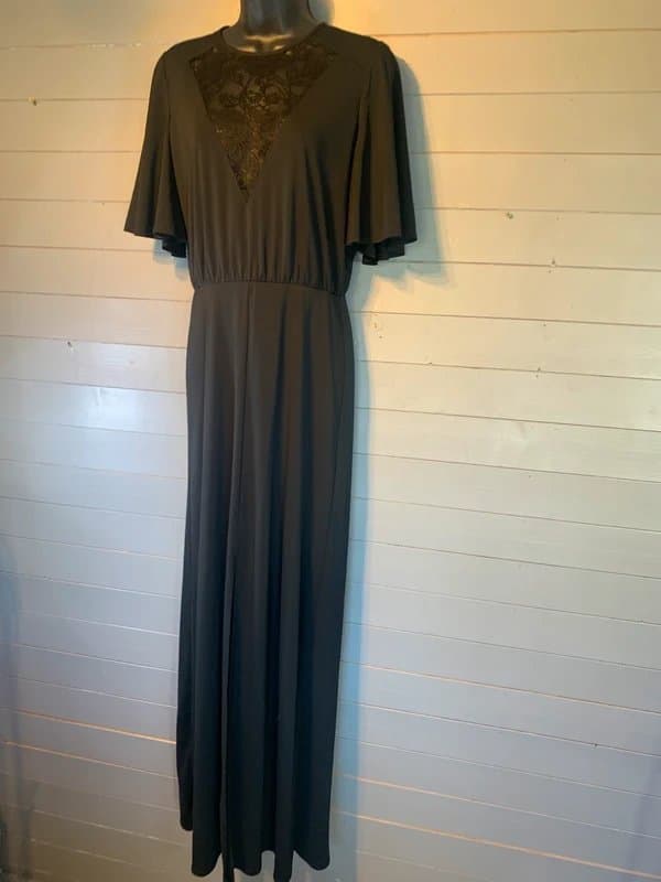 ASOS ASOS Maxi Dress RRP 60 UK 10 Lace Panel Evening Wedding Guest Black