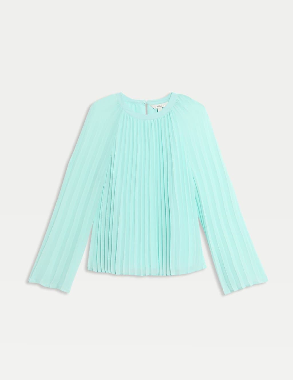 Marks & Spencer M&S Plisse Blouse Light Aqua
