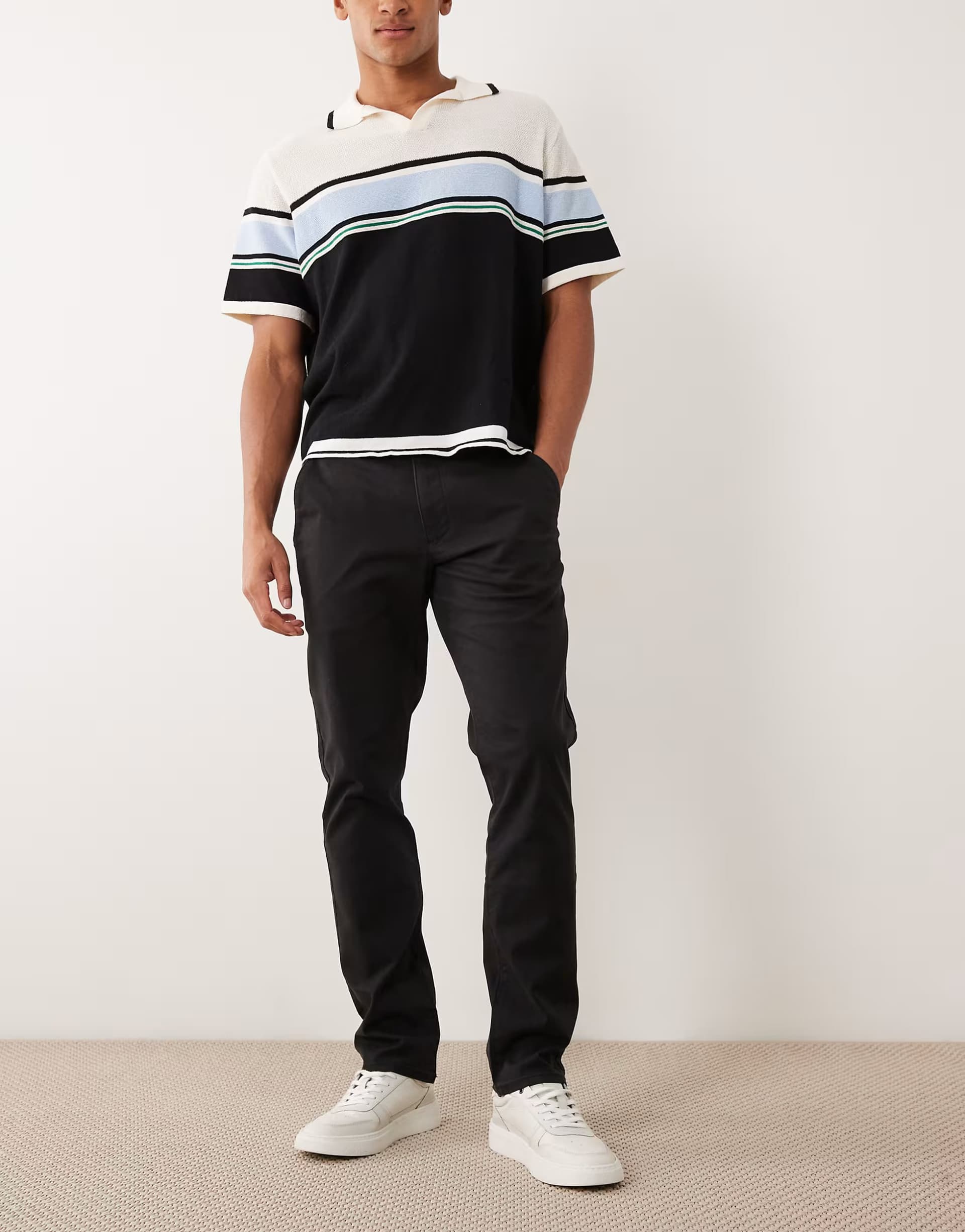 ASOS Farah Elm straight leg twill chino trousers in black