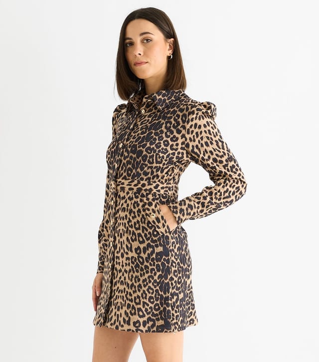 Gini London Women's Leopard Print Shirt Mini Dress Gini London New Look - 3