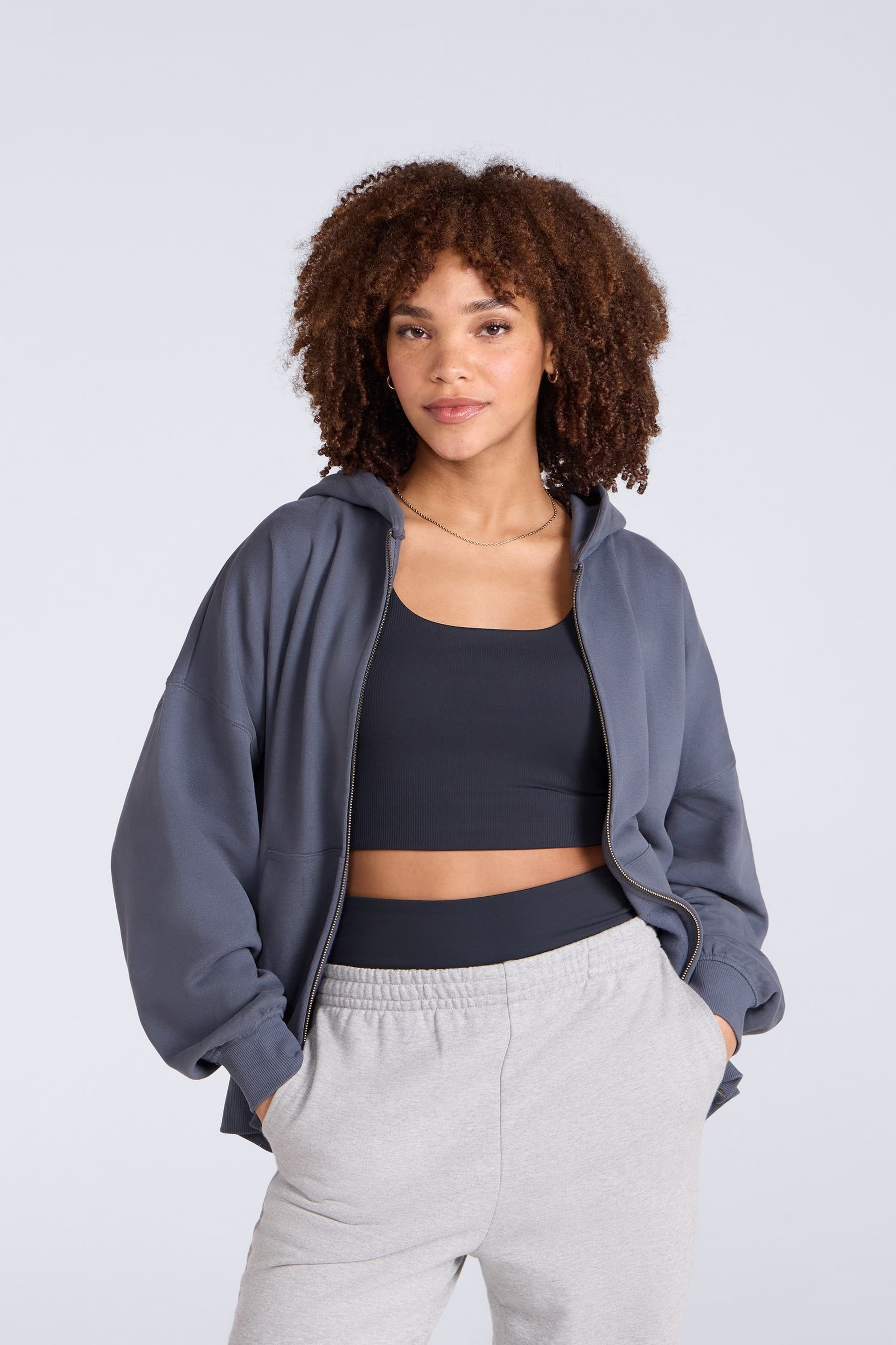 Animal Animal Women's 'Idol' Soft 100% Cotton Casual Logo Comfortable Zip Through Hoodie in Blue