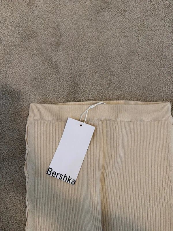 Bershka Maxi knitted side split skirt