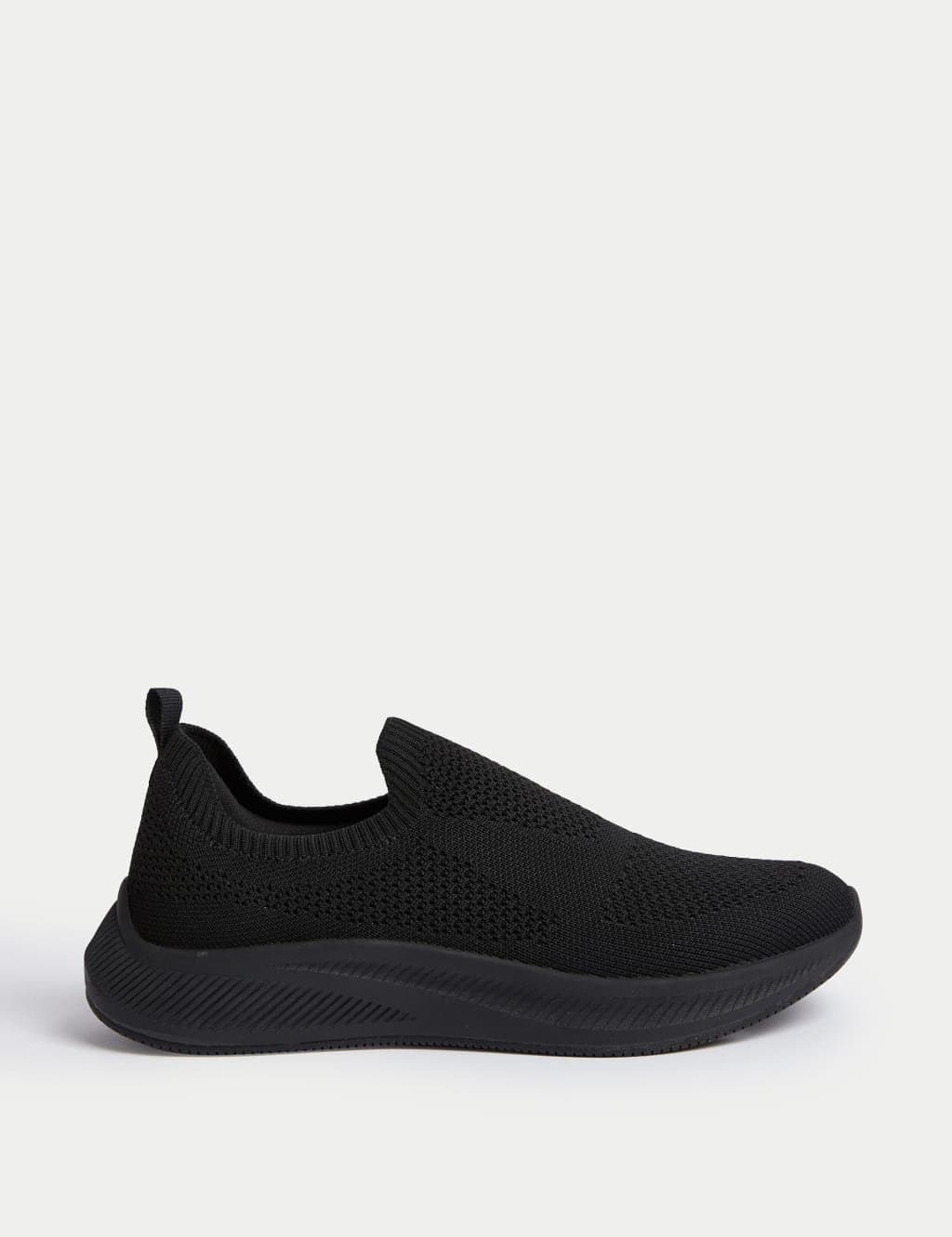 Marks & Spencer M&S Knitted Slip On Trainers Black/Black