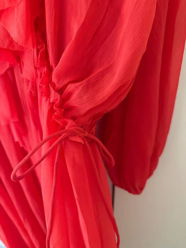 ASOS ASOS Edition red ruffle maxi dress with drawstring waist