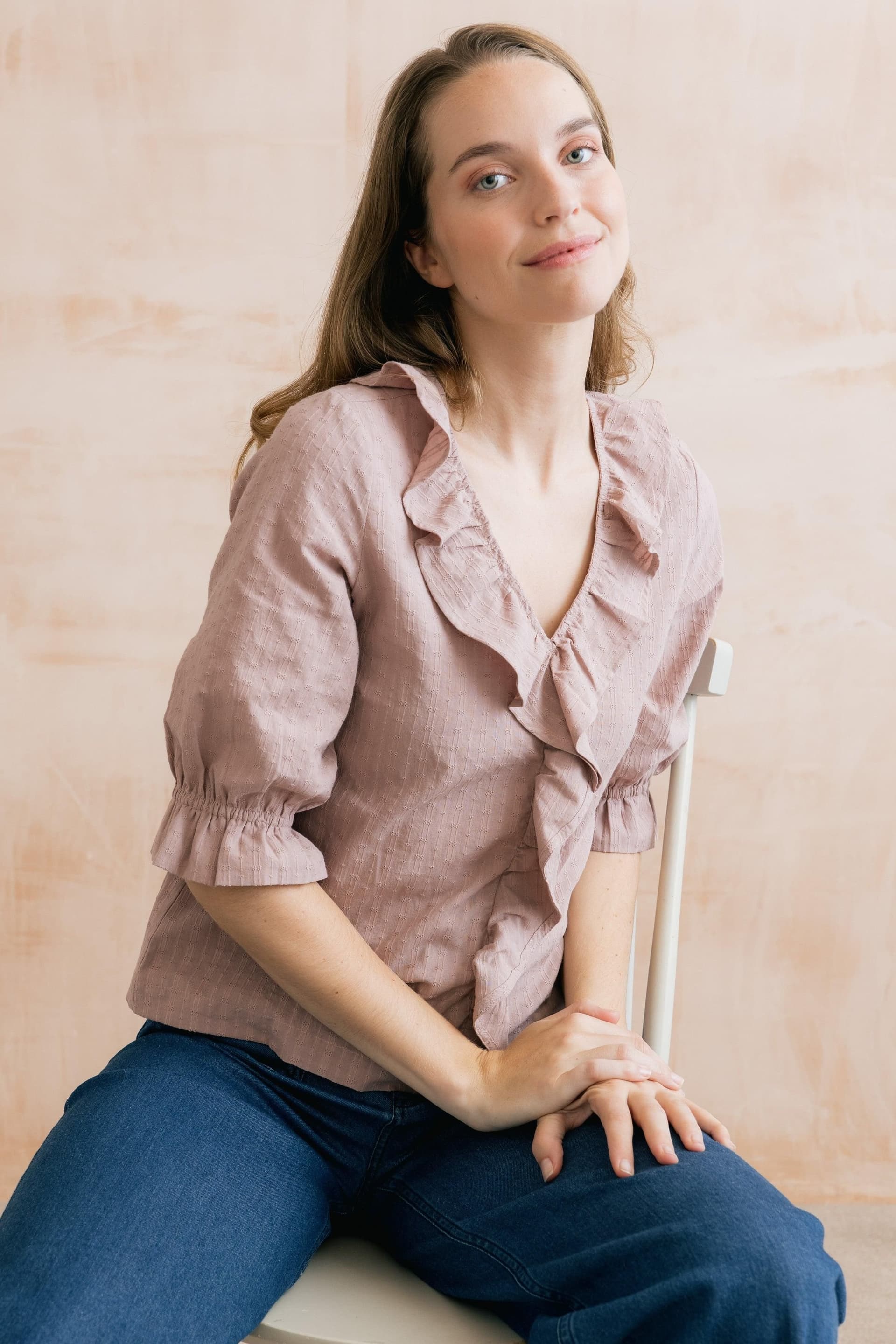 Lily & Me Lily & Me Pink Cotton Frill Blouse