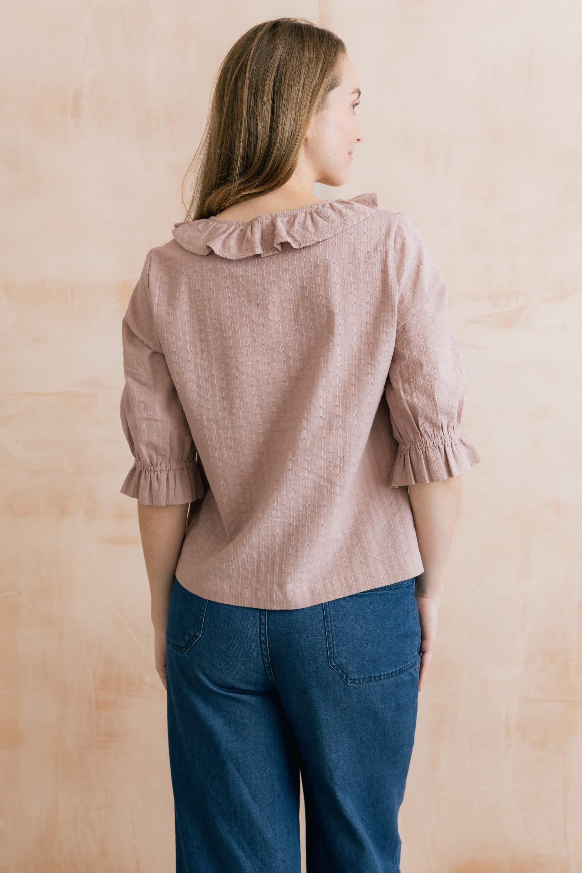 Lily & Me Lily & Me Women's May Embroidered Cotton Frill Blouse in Pink - 4