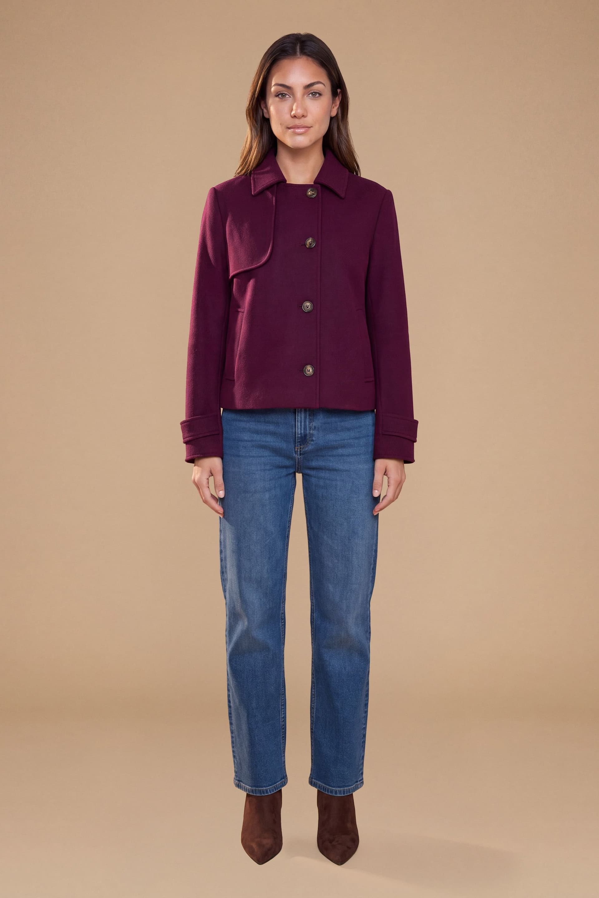 Dorothy Perkins Dorothy Perkins Women's Petite Short Trench Coat in Burgundy