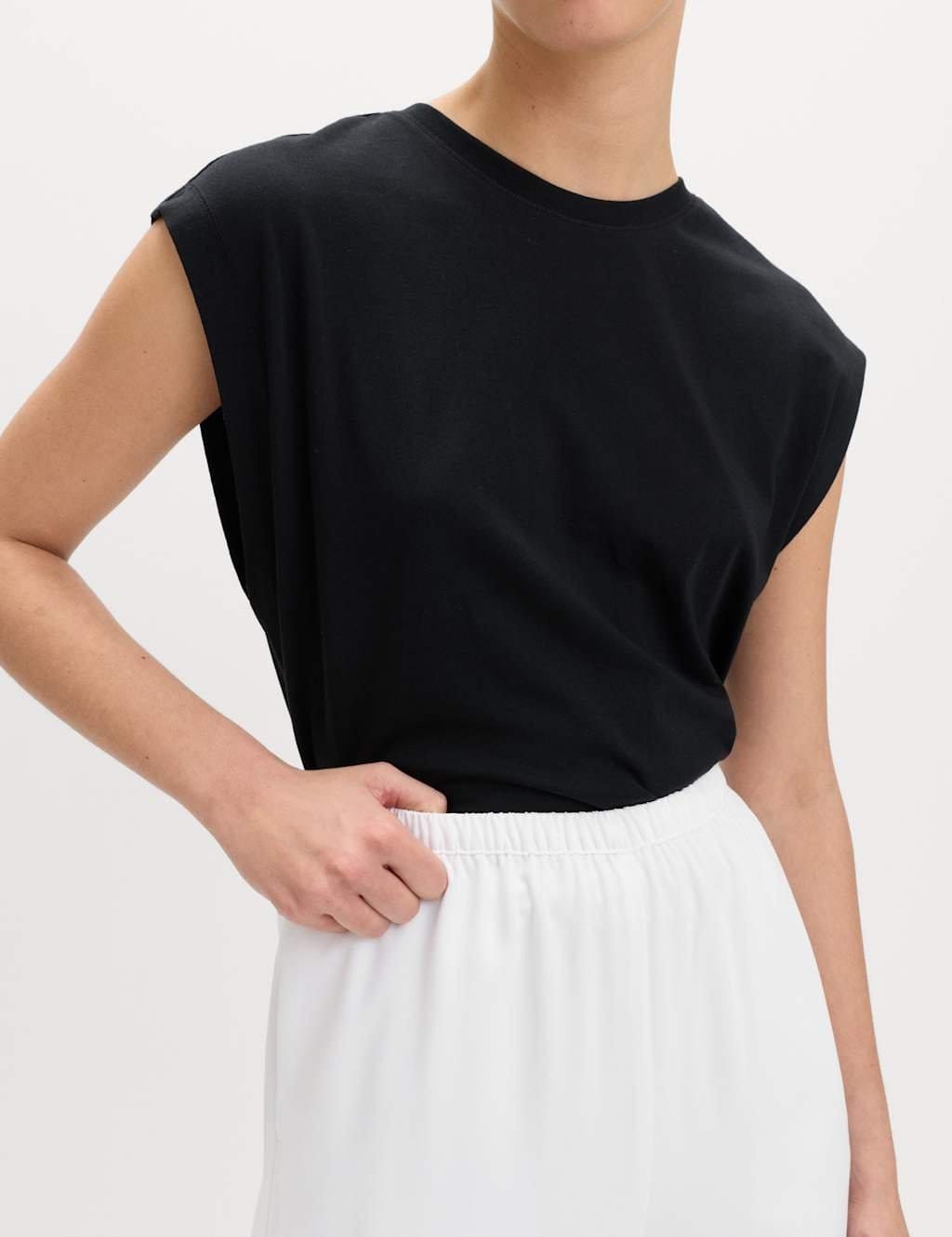 Marks & Spencer M&S Crepe Elasticated Waist Wide Leg Trousers White - 4