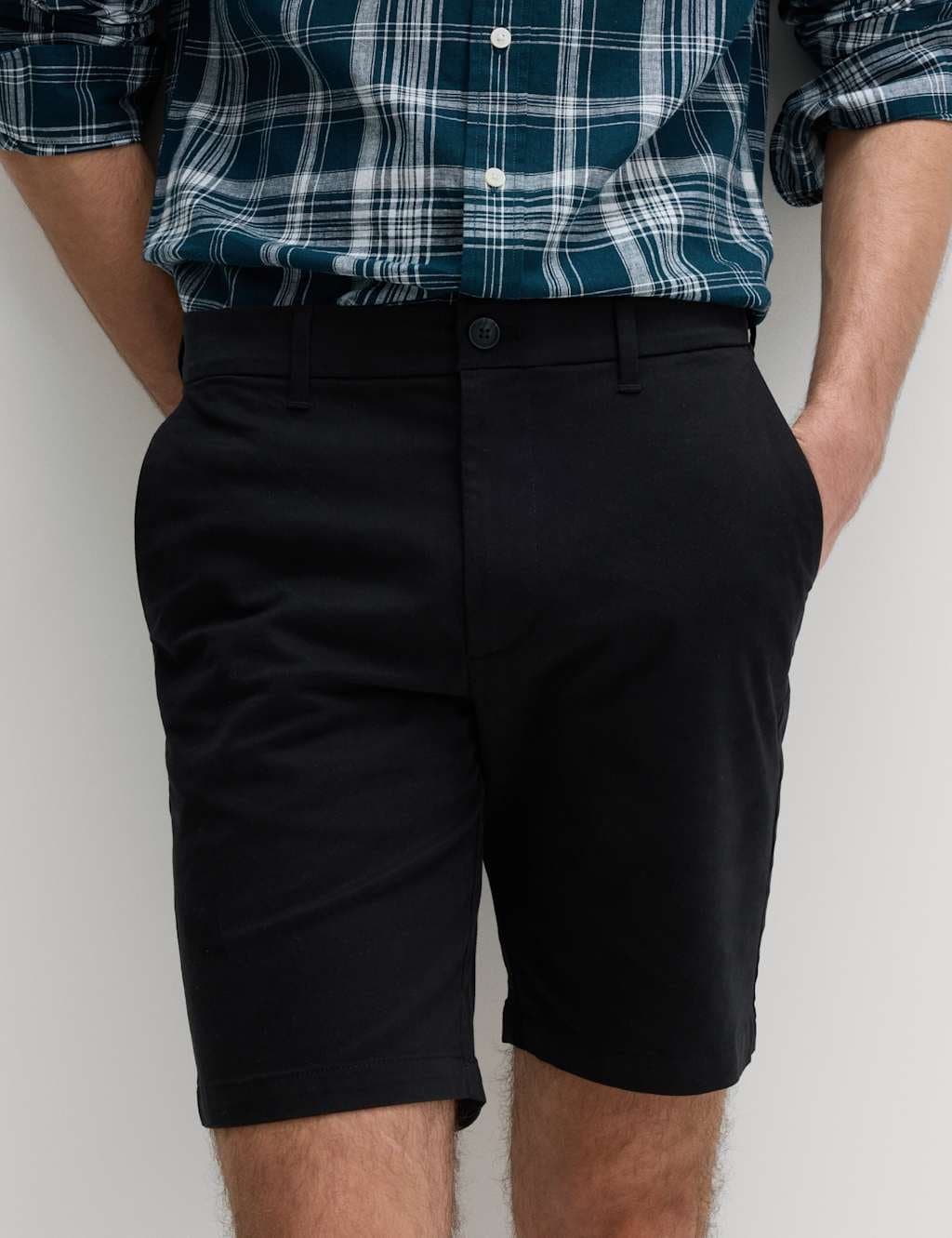 Marks & Spencer M&S Regular Fit Stretch Chino Shorts Black/Black