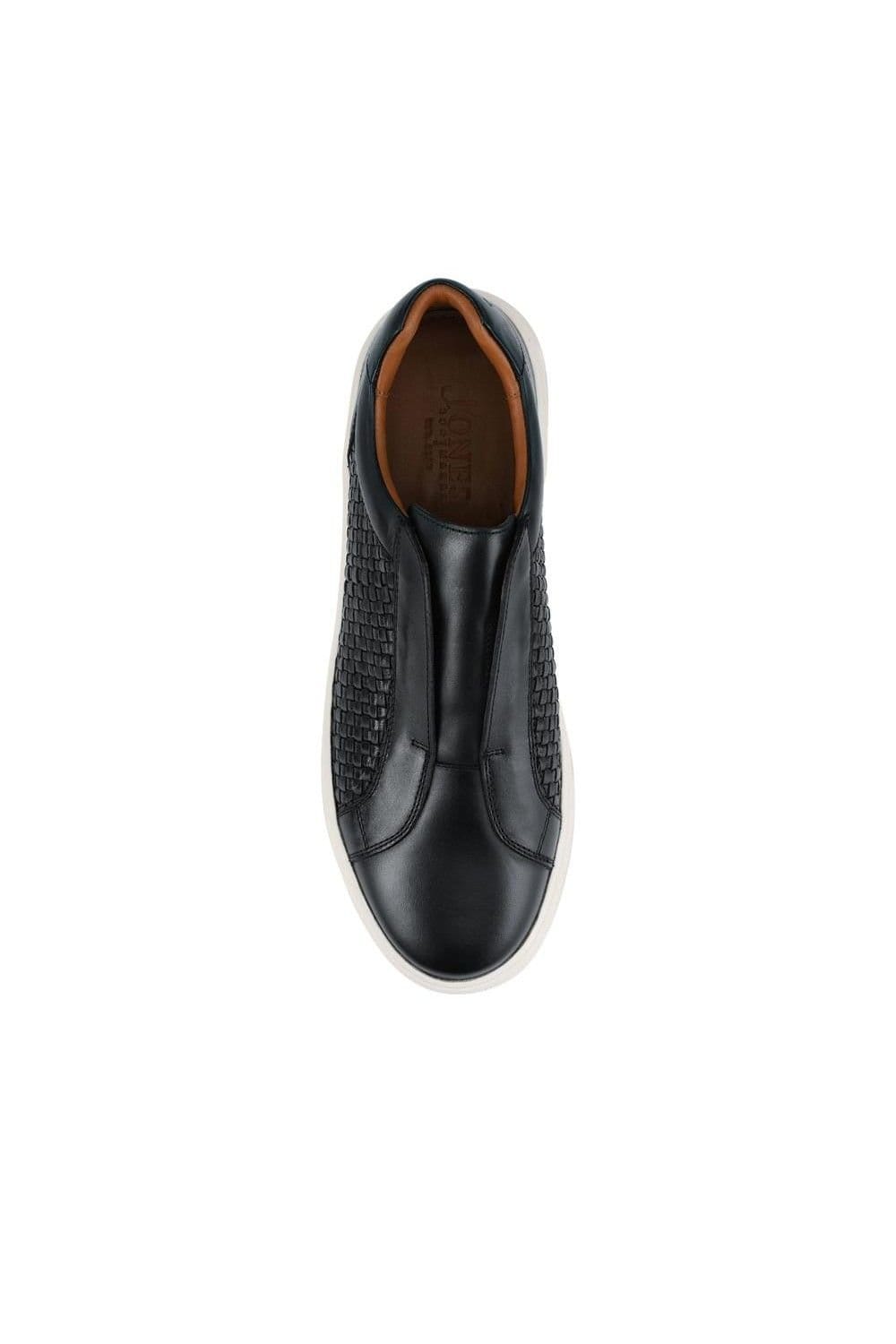 Jones Bootmaker Jones Bootmaker Men's Swindon Leather Woven Slip On Trainers in Black - 4