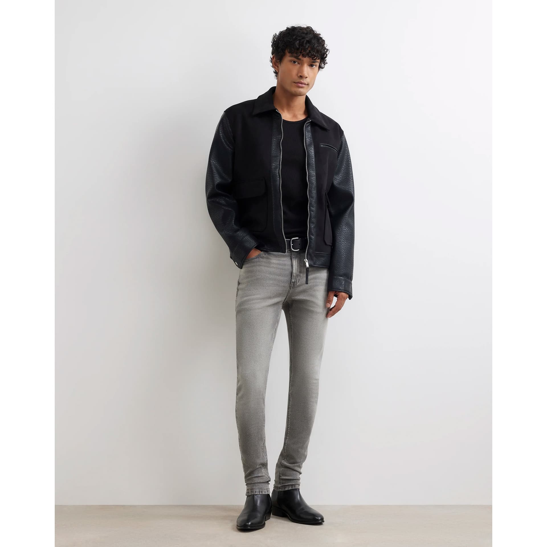 River Island Mens River Island Grey Skinny Spray On Jeans