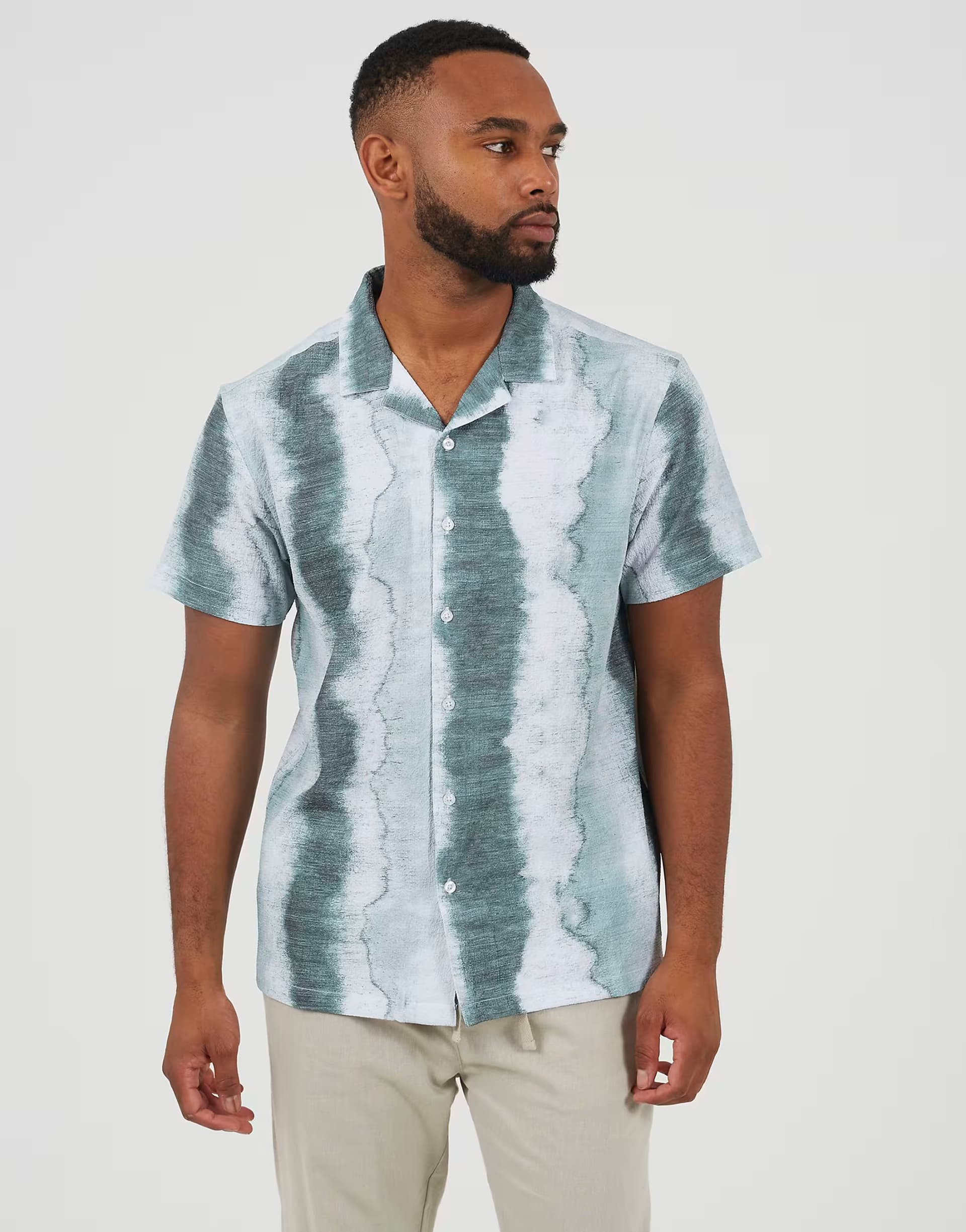 ASOS Brave Soul Regular fit printed button-up shirt in green