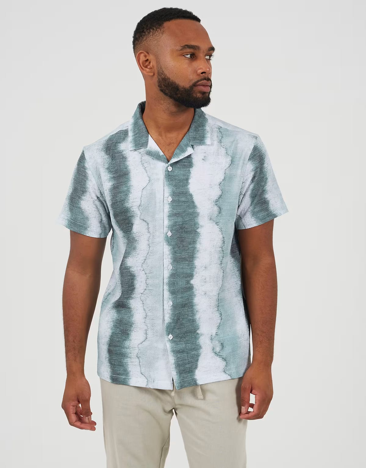 ASOS Brave Soul Regular fit printed button-up shirt in green - 1