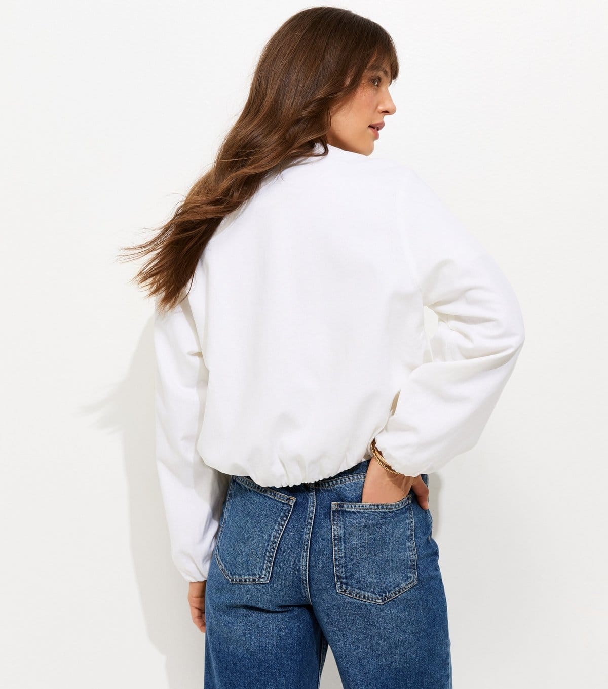 New Look Women's Tall White Linen Blend Button Through Bomber Jacket New Look - 4