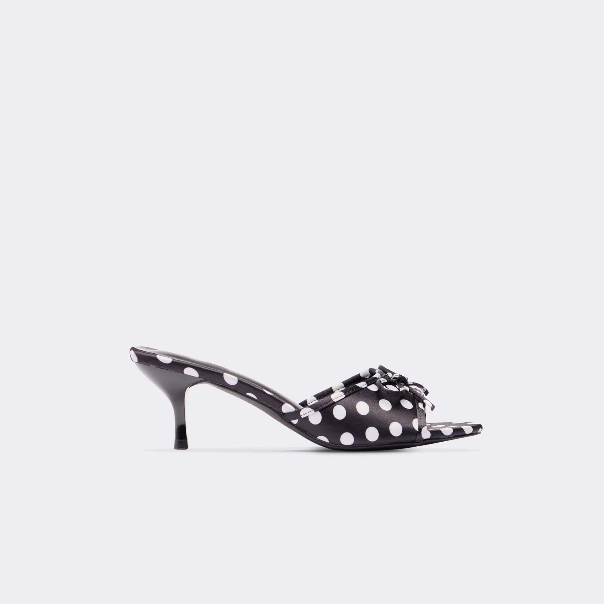 EGO EGO Black Bow Detail Peep Toe Kitten Heeled Mule