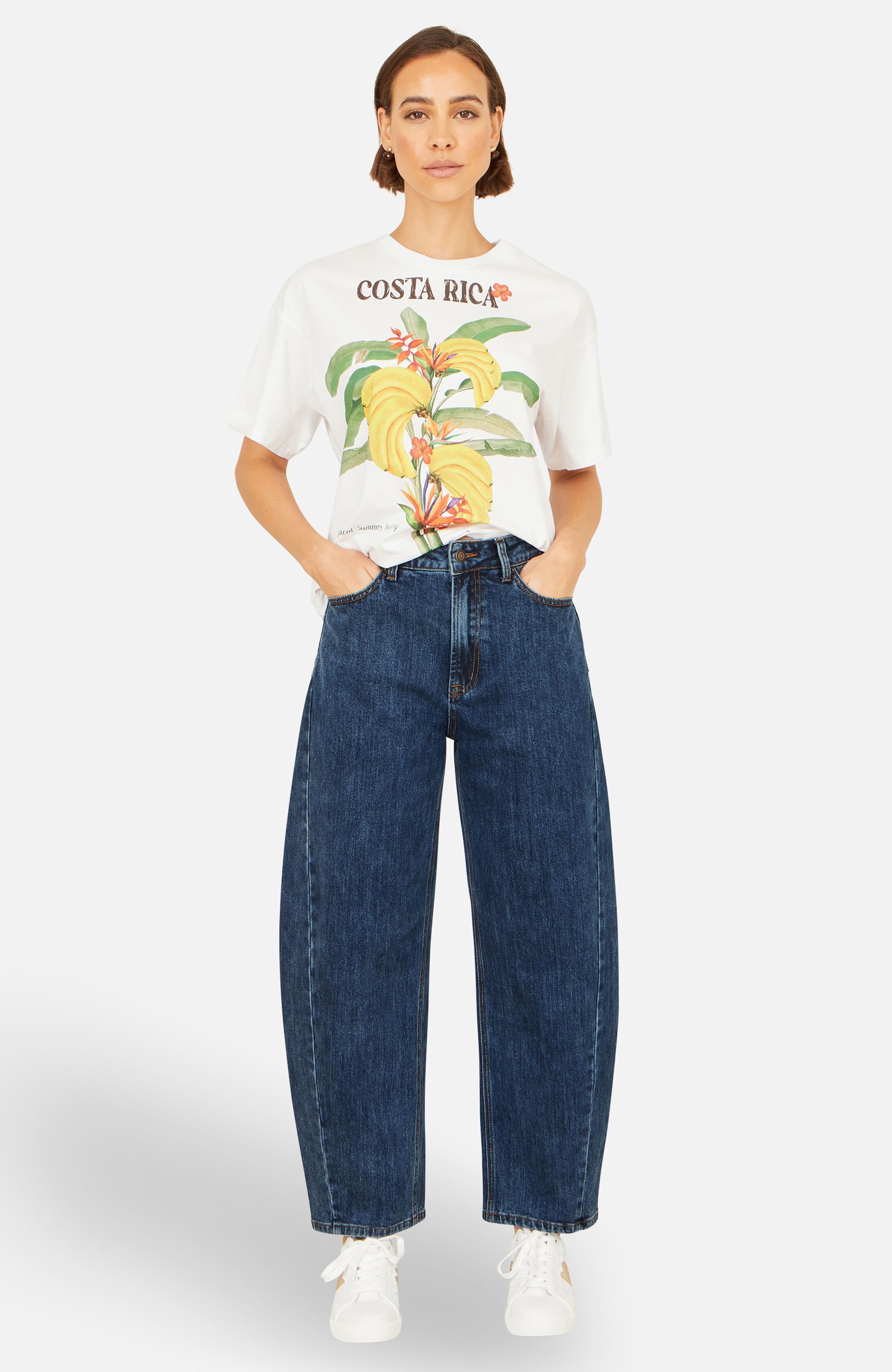 Yumi Yumi Women's Blue Denim Barrel Relaxed Fit Jeans in Dark Indigo - 2