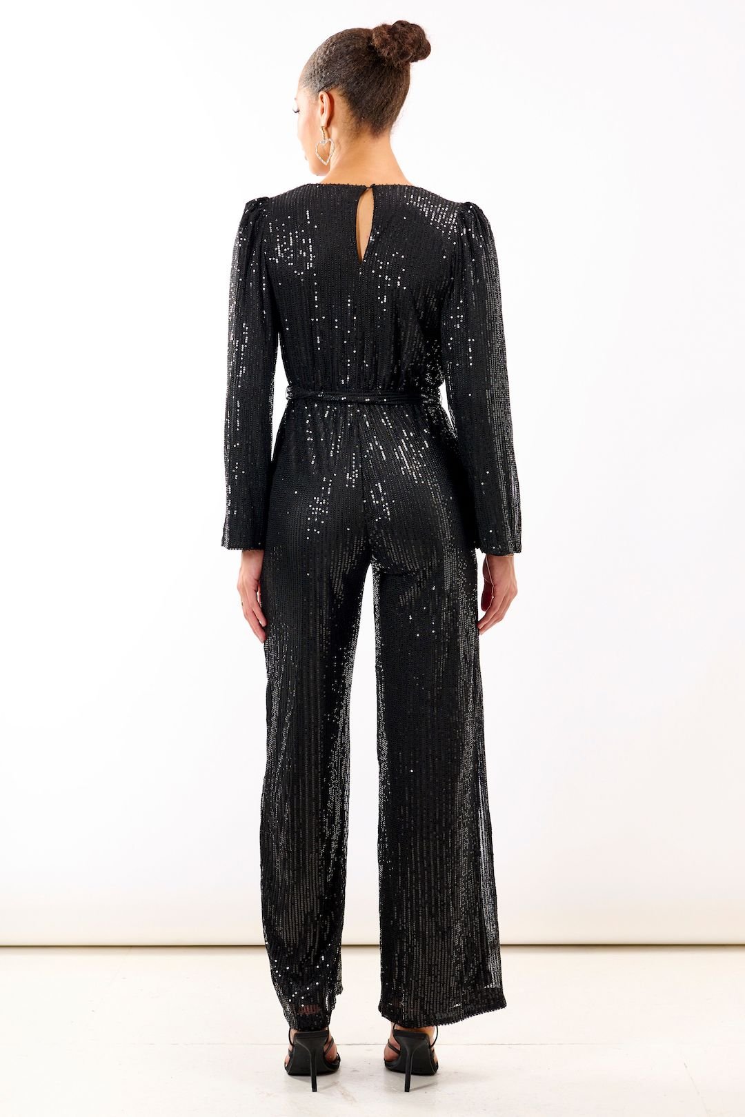 Needs No Label Needs No Label Women's Black Sequin Jersey Jumpsuit - 3