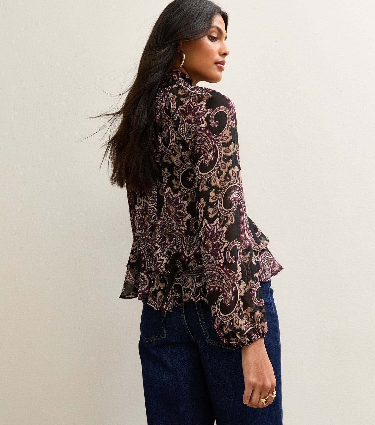 New Look Women's Black Paisley Long Sleeve Blouse New Look - 4