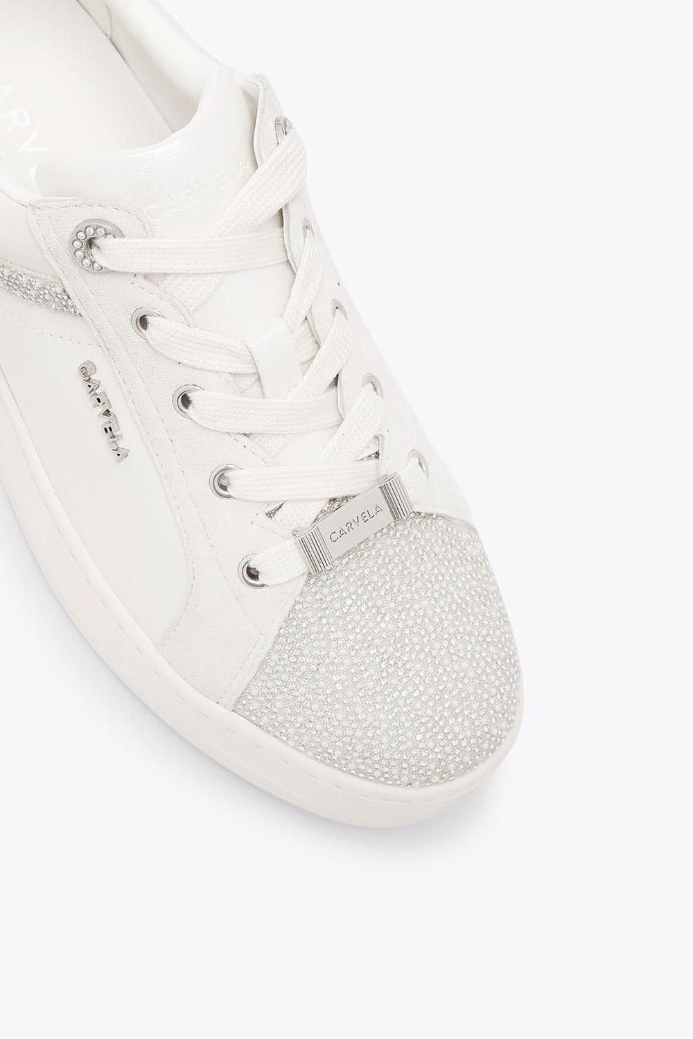 Carvela Carvela Women's 'Perenne Jewel Trainer' Leather Trainers in White - 4