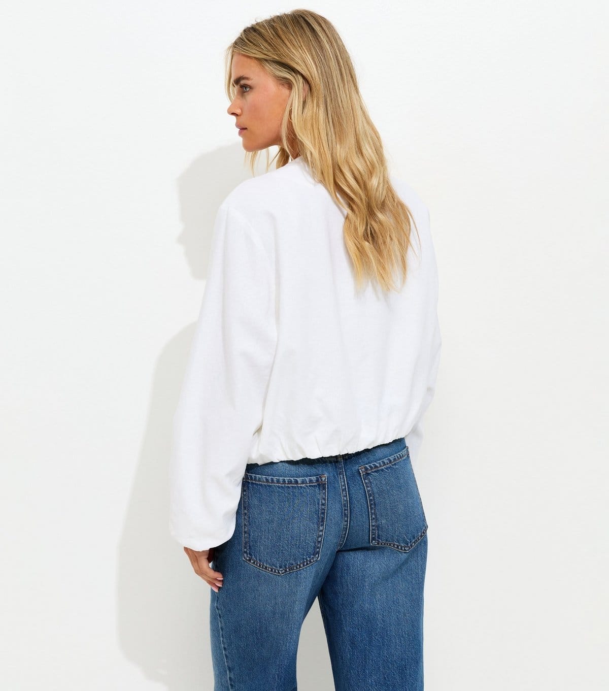 New Look Women's Petite White Linen Blend Button Through Bomber Jacket New Look - 4