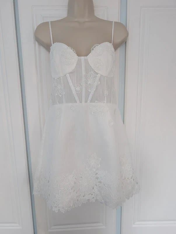 Forever New Forever New Bridal 3D flower corset mini dress size 14