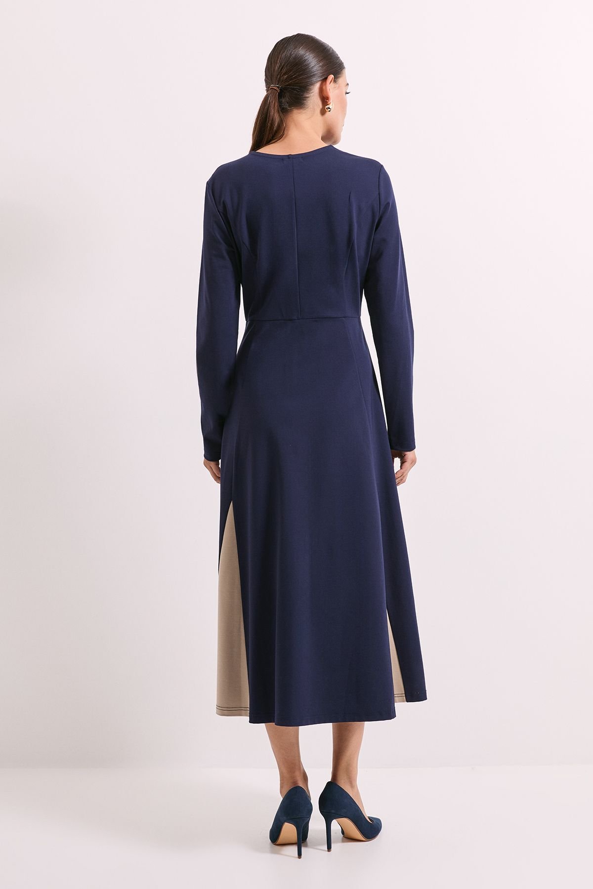 Principles Principles Women's Navy Zip Front Contrast Detail Ponte Midi Dress - 4