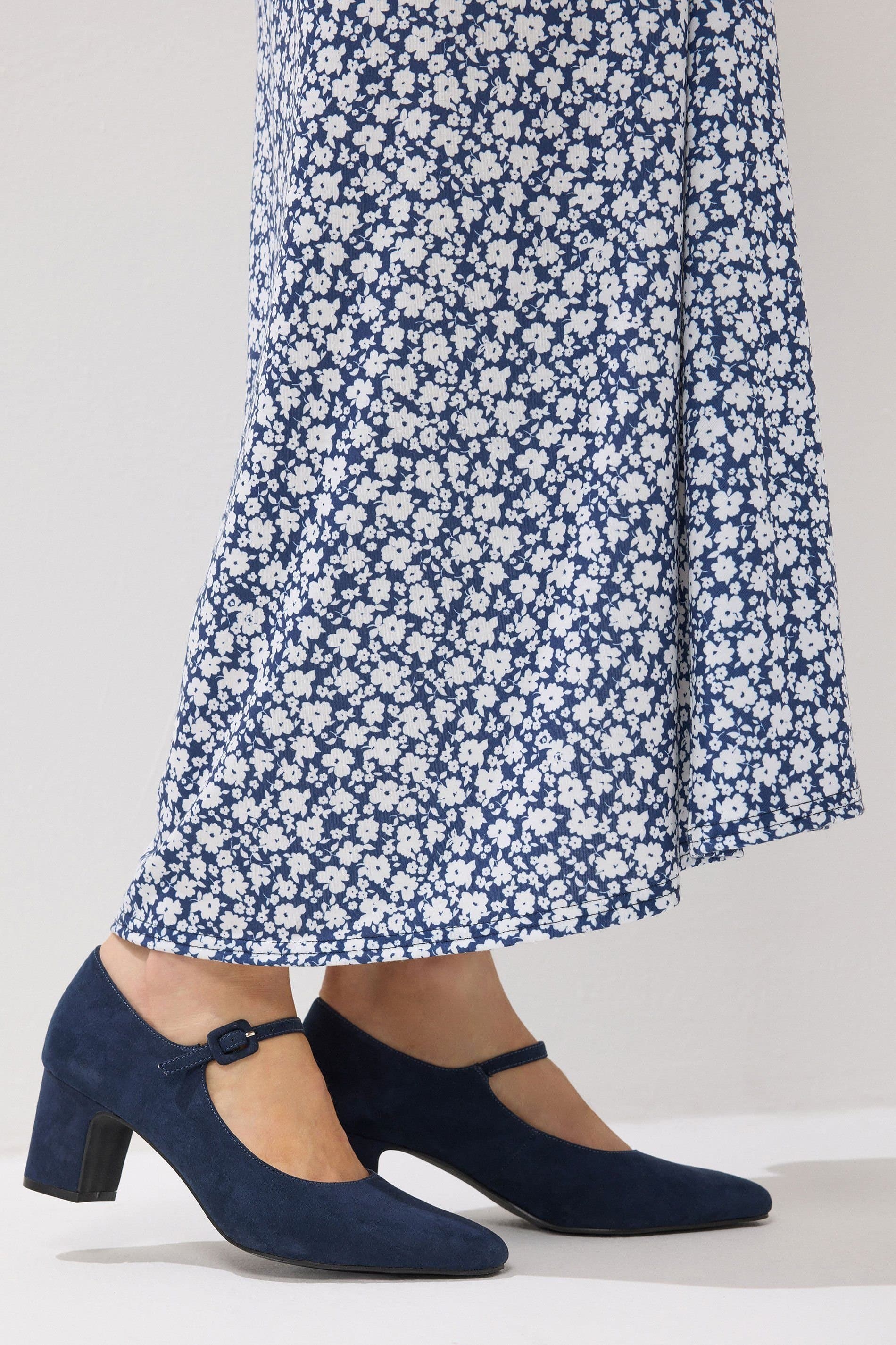 Long Tall Sally Long Tall Sally Navy Suede Mary Jane Heels