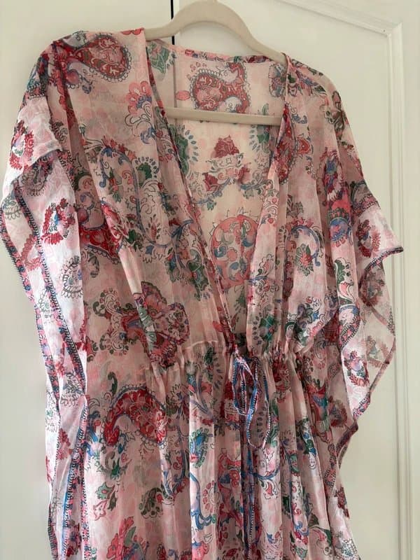 ASOS Floral chiffon maxi beach kaftan cover up summer Ibiza holiday