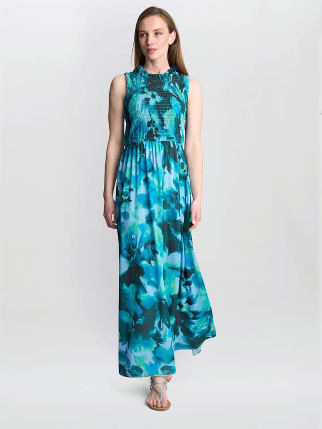 Gina Bacconi Gina Bacconi Women's Roxanna Sleeveless Shired Top Dress in Blue - 3