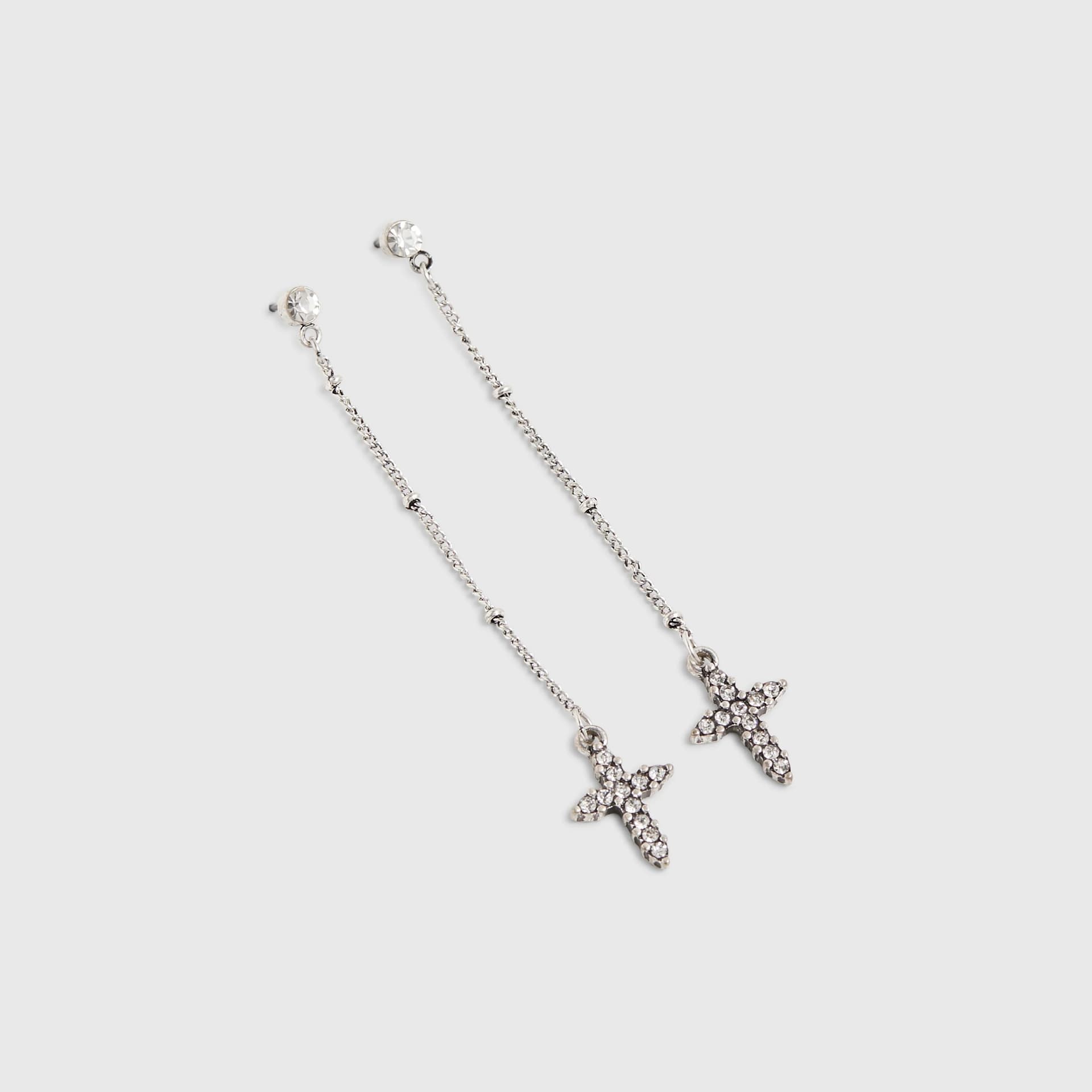 River Island River Island Womens Silver Cross Thread Earrings
