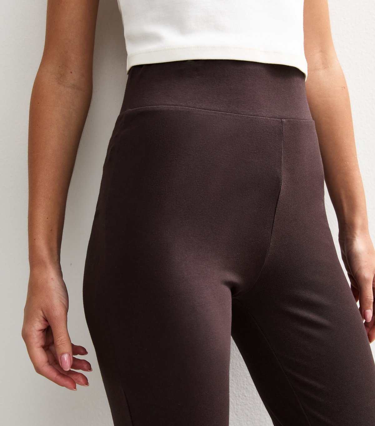 New Look Women's Dark Brown High Waist Jersey Kick Flare Leggings New Look - 2