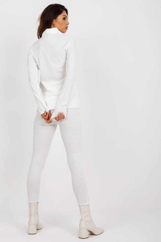 Love Lace Love Lace Women's Ribbed Turtleneck Long Sleeve Blouse Style 176470 in White - 3