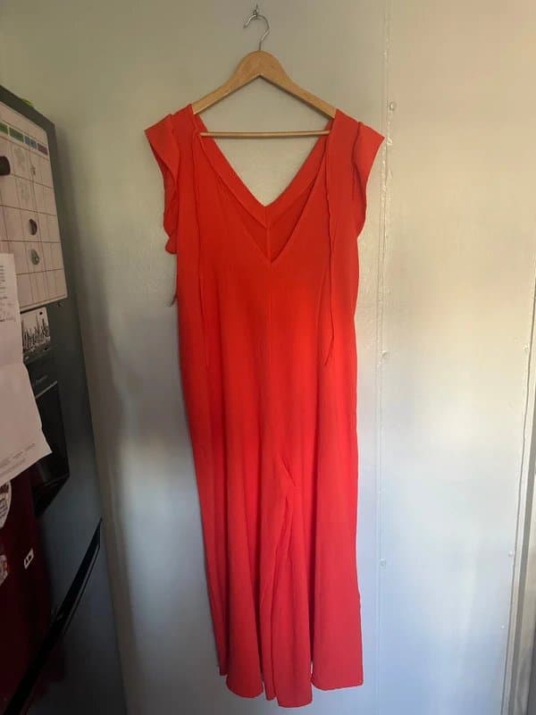 Tendance Tendance Paris Bright Orange-Red Wide Leg Jumpsuit | Size XL | Brand New With Tags