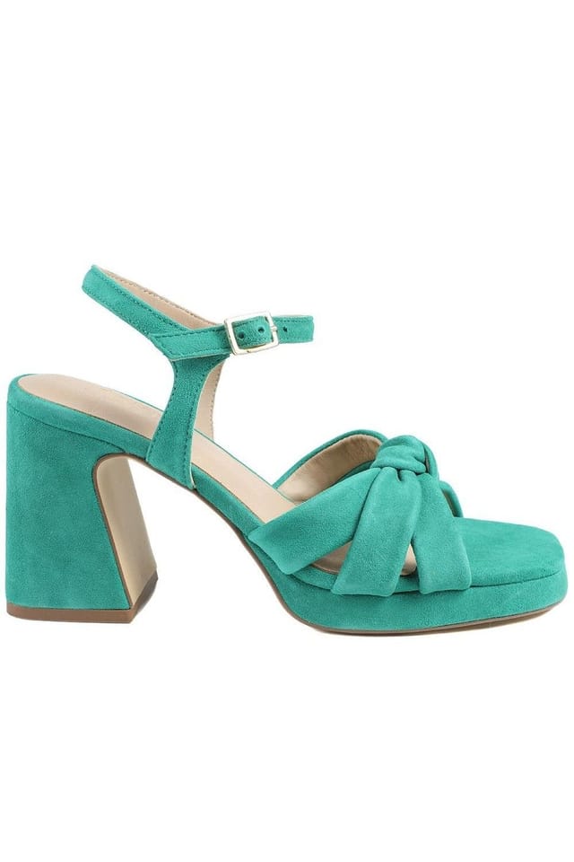 Jones Bootmaker Jones Bootmaker Women's Gloriana Block Heel Leather Buckled Sandals in Green - 2