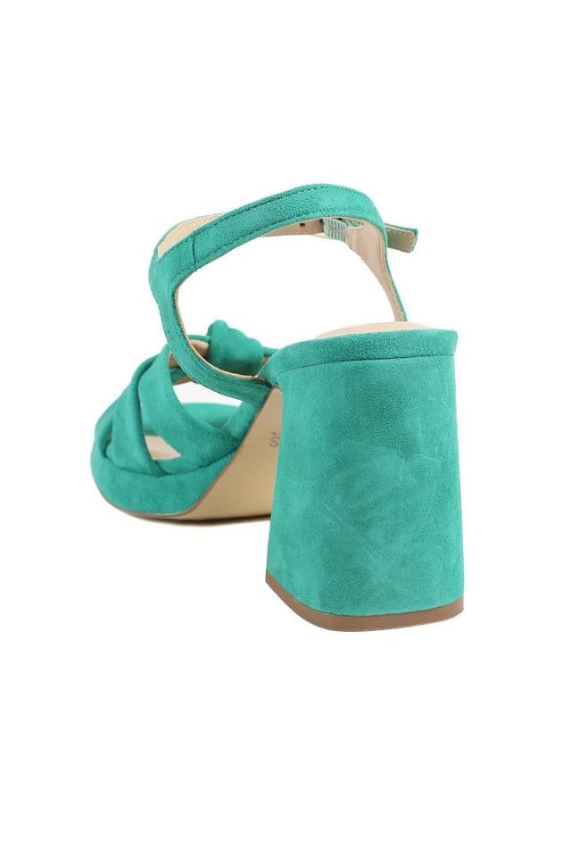 Jones Bootmaker Jones Bootmaker Women's Gloriana Block Heel Leather Buckled Sandals in Green - 3