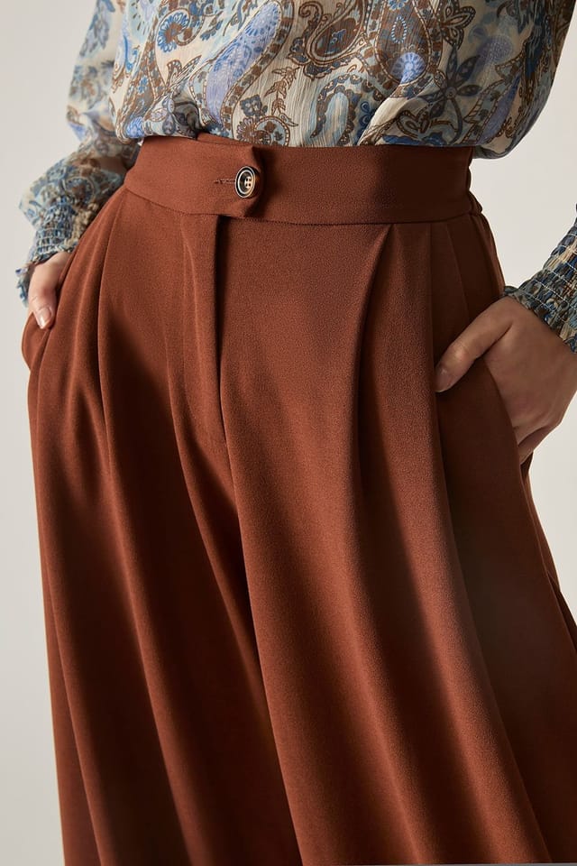 James Lakeland James Lakeland Women's Rust Wide Leg Suit Trousers in Brown - 3